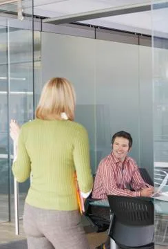 Two Office Workers At Workplace Stock Photos