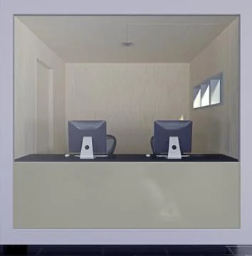 Two office workplace inside a cube Stock Illustration