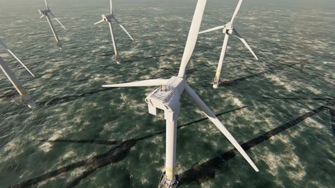 Two offshore workers on the top of the windmill, wind farm Stock Footage 138694605