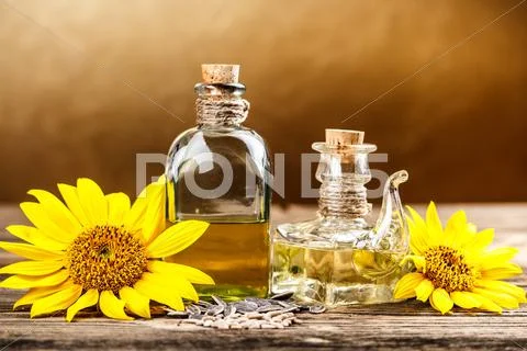 Two oil bottle Stock Photos