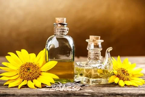 Two oil bottle Stock Photos