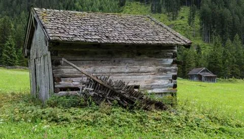 Two Old Cabins in Austria Stock Photos