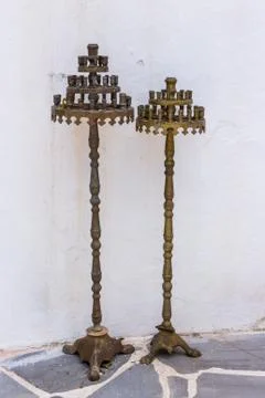 Two old candleholder Stock Photos