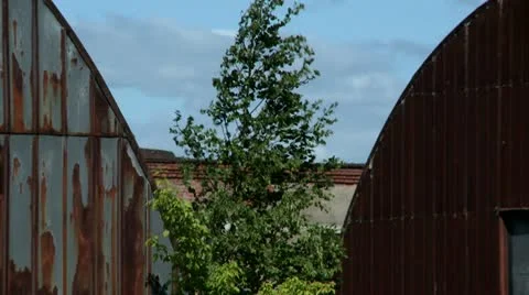 Two old hangars Stock Footage 11401892