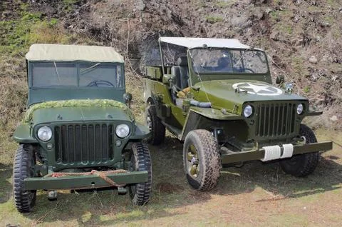 Two old jeeps Stock Photos