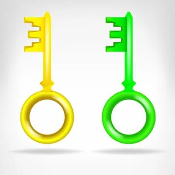 Two old keys object 3d design isolated on white vector illustration イラスト素材