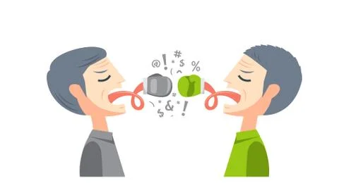Two old man is having argument with glove in their tongue Stock Illustration