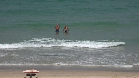 Two old men coming form the see Stock Footage 111055035