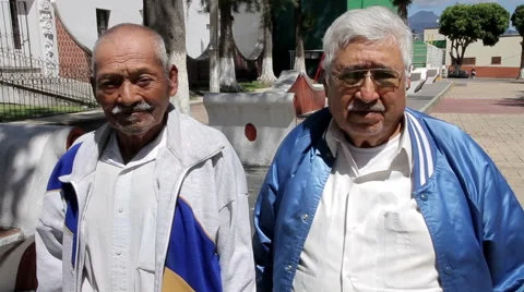 Two old men smiling to the camera. Stock Footage 50414344