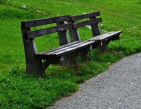 Two old park benches Stock Photos