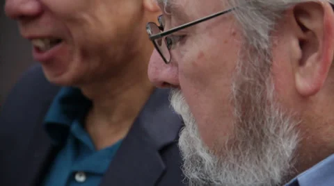 Two old people talking to each other in Aquarium Stock Footage 36164534