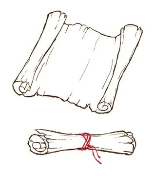 Two old scrolls sketch set on white background Stock Illustration