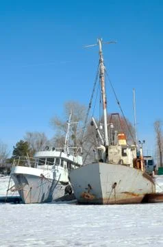 Two old ship in the ice. Stock Photos