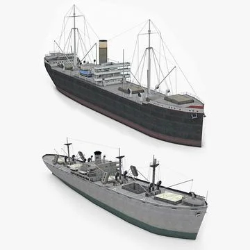 Two Old Ships 3D Model