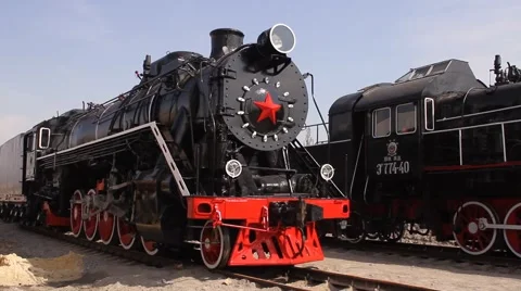 Two old soviet trains Stock Footage 47061501