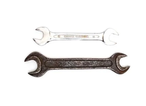 Two old wrenches on a white background Stock Photos