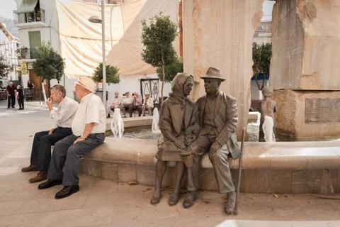 Two older men taking a break in Lanjarón, Spain Stock Photos
