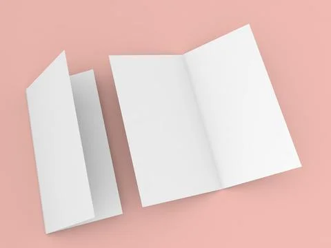 Two open brochure mockups on orange background. Stock Illustration