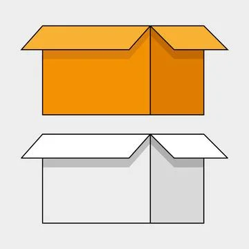 Two Open Cardboard Boxes in Different Colors Stock Illustration
