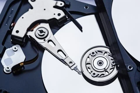 Two open computer hard drives for repair. Data safety concept. 스톡 사진