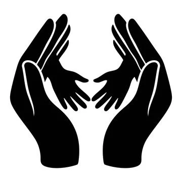 Two Open Hands Offering Care Silhouette Stock Illustration