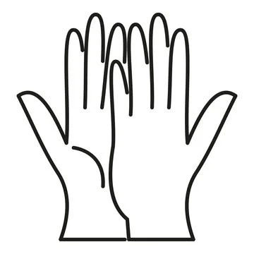 Two open hands showing stop gesture line art Stock Illustration