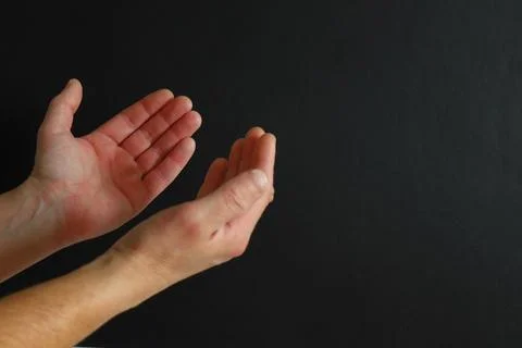 Two open palms, a gesture of expectation and request Stock Photos