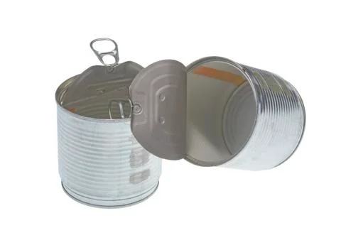 Two open tins isolated on white background Stock Photos