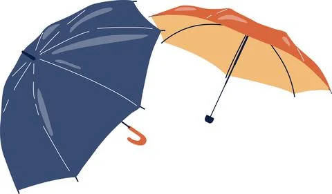 Two open umbrellas on a white background. Vector Stock Illustration