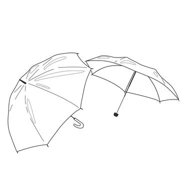 Two open umbrellas on a white background. Vector Illustrazione stock