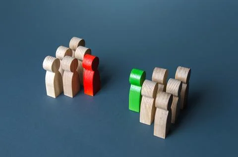 Two opposing groups of people. Rivalry and competition. Resolution of confl.. Stock Photos