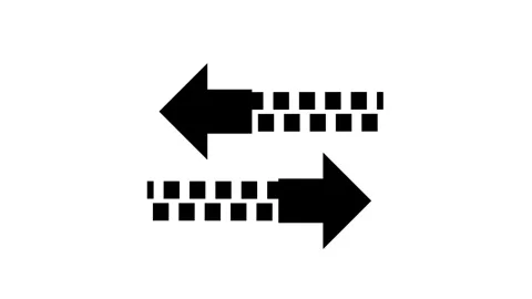 Two opposing horizontal arrows with dotted line animation Stock Footage 339168805