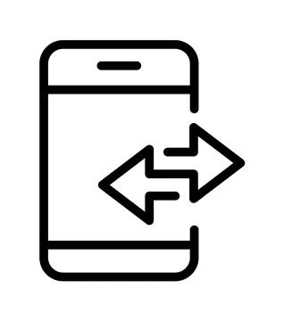 Two opposite arrows and mobile phone exchange vector icon. Transfer Arrow symbol Stock Illustration
