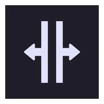 Two opposite arrows pointing outwards from vertical lines Stock Illustration