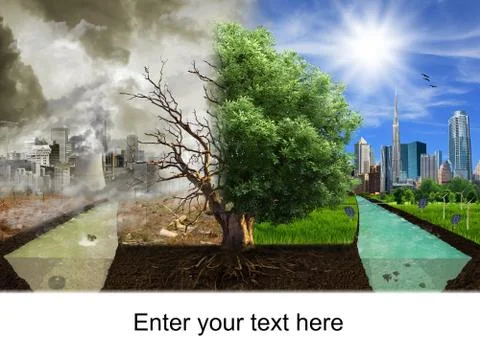 Two options / sides of city Stock Photos
