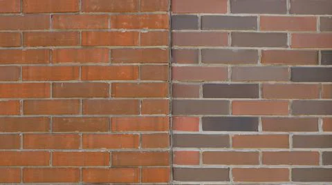 Two options for smooth brick facing masonry Stock Photos