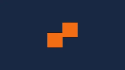 Two orange and white squares pixel loading animation blinking on dark blue .. Stock Footage 340919494