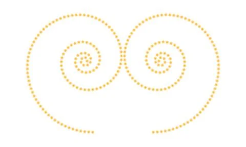 Two orange dotted circles on white background orange dots concentric circle.. Illustrazione stock