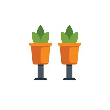 Two orange flower pots standing on a white background Stock Illustration