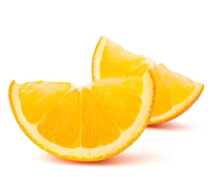 Two orange fruit segments or cantles Stock Photos