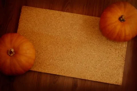 Two orange pumpkins as a copy space frame. Stock Photos