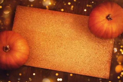 Two orange pumpkins as a copy space frame. Stock Photos