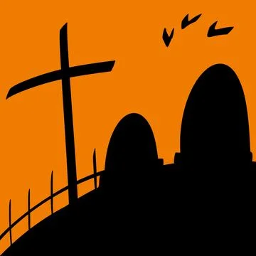 Two Orange Pumpkins on a Dark Halloween Background Stock Illustration