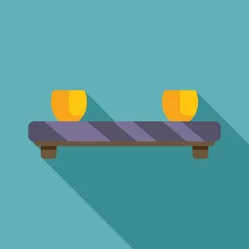 Two orange round objects resting on floating shelf with long shadow Stock Illustration