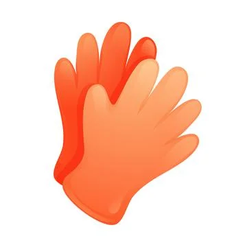 Two orange rubber gloves, hand protection. Vector Stock Illustration