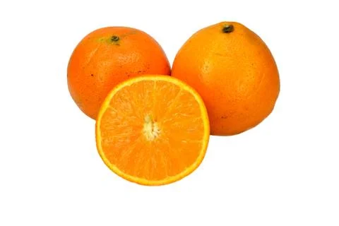 Two oranges and a slice Stock Photos