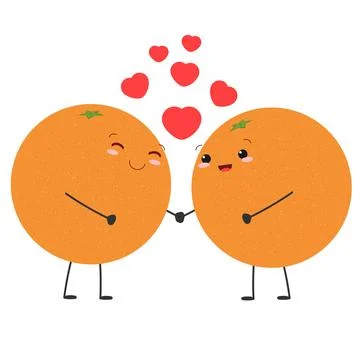 Two oranges with hearts. Stock Illustration