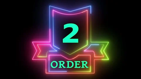 Two order number neon light glowing sign Video stock 330556961