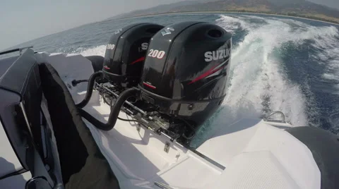 Two outboard engine of boat Stock Footage 53445141