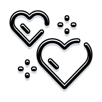 Two outline hearts displaying affection and connection concept Stock Illustration